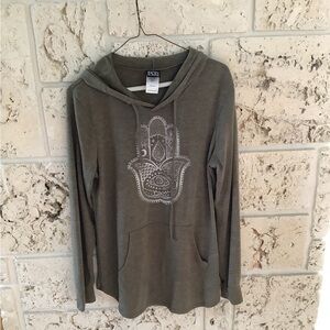 Modern Lux Hamsa Hand Gray Yoga Hoodie Size L